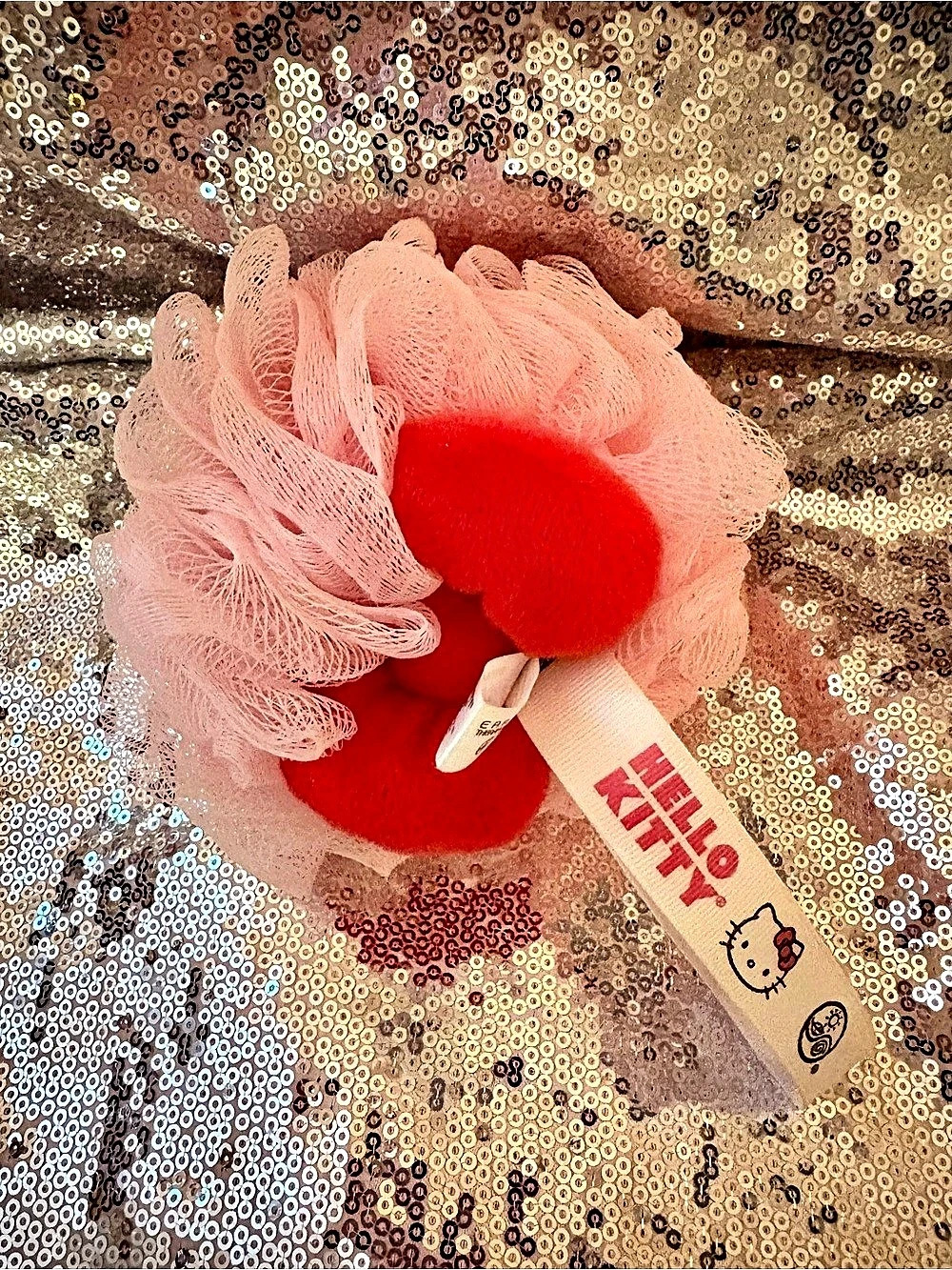 Hello Kitty bath pouf Pink & Red NWT